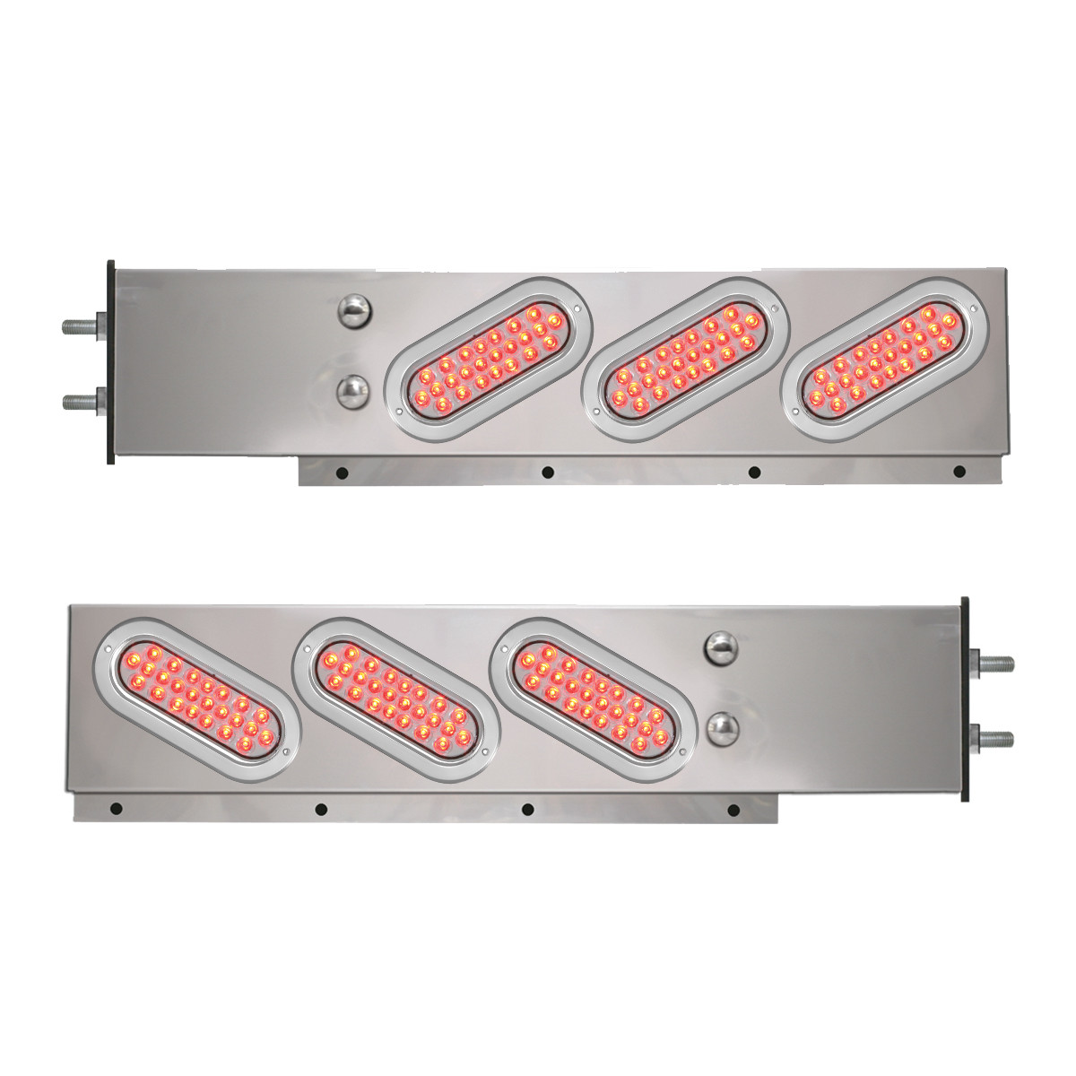 2-Pc Spring-Loaded Cr Plated LB with Slanted Oval LED Lights