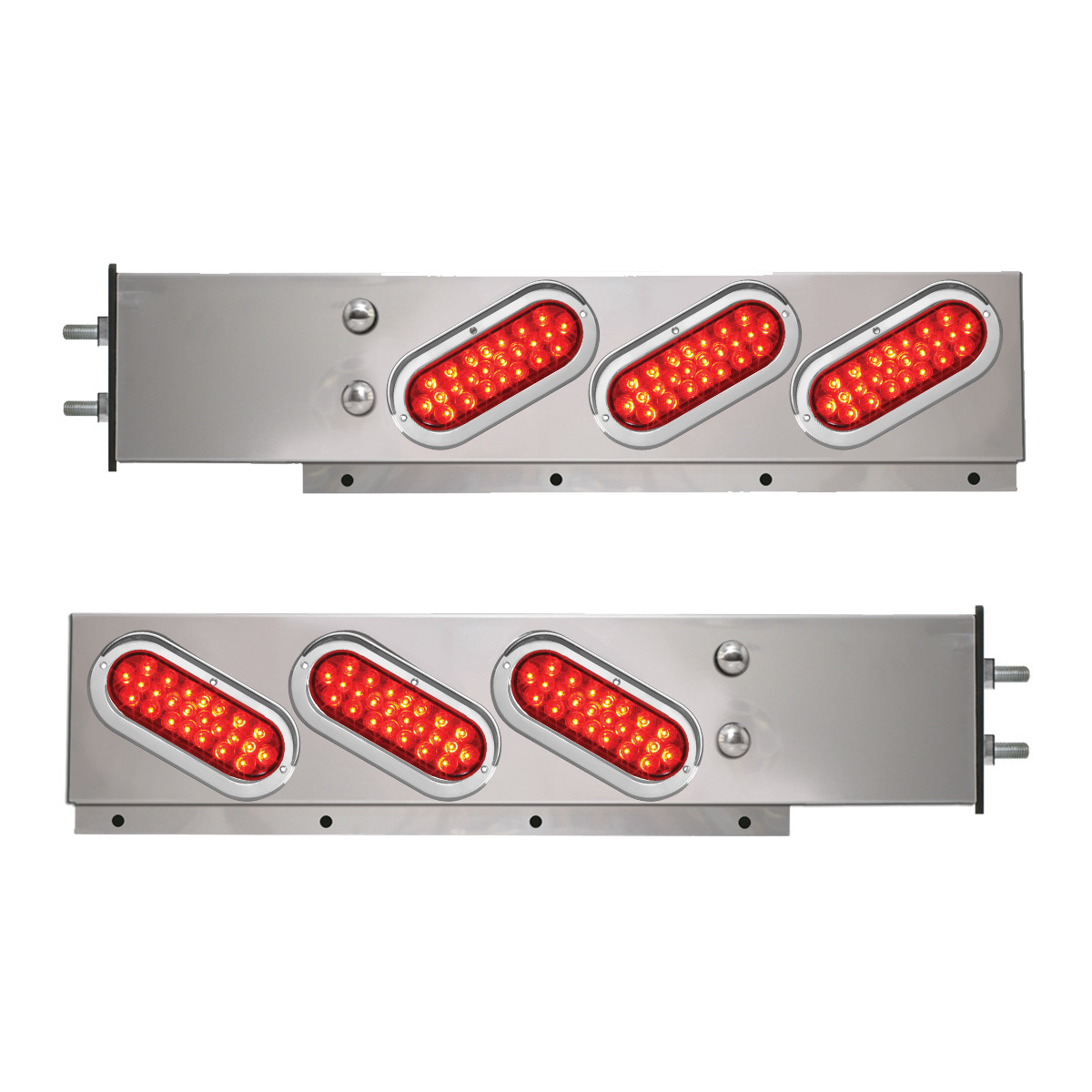 2-Pc Spring-Loaded Cr Plated LB with Slanted Oval LED Lights
