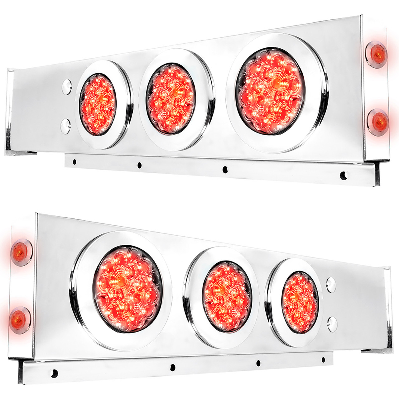 2-Pc Spring-Loaded SS LB w/ 4" LED Lights & 1" Mini Side LEDs