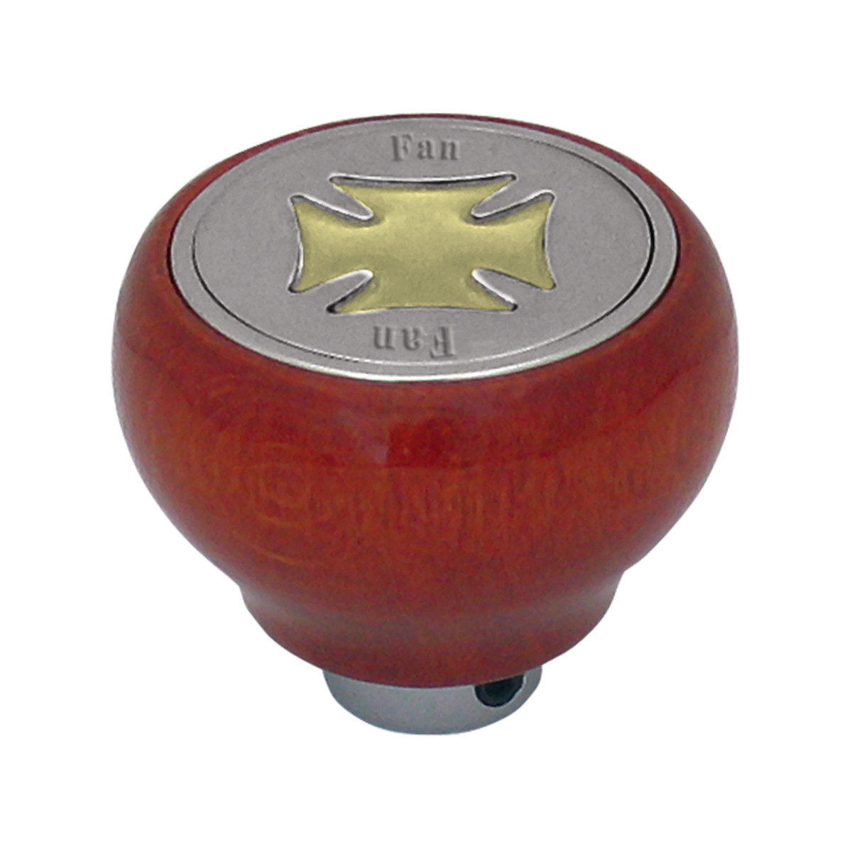 Iron Cross Wood Dashboard Knob in Gold/Silver