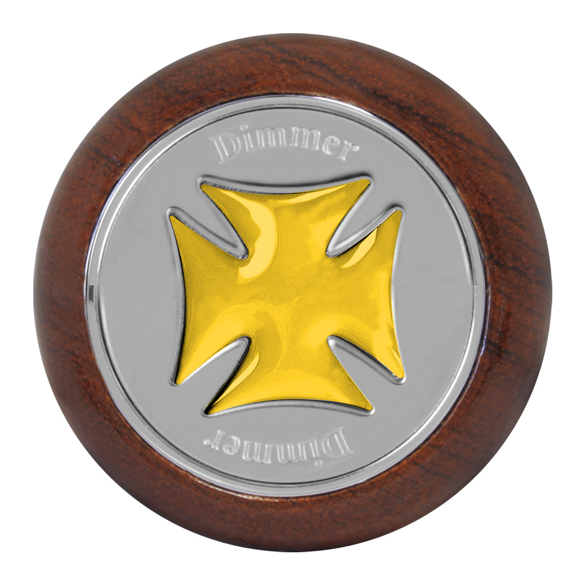 Iron Cross Rosewood Dashboard Knob in Gold/Silver