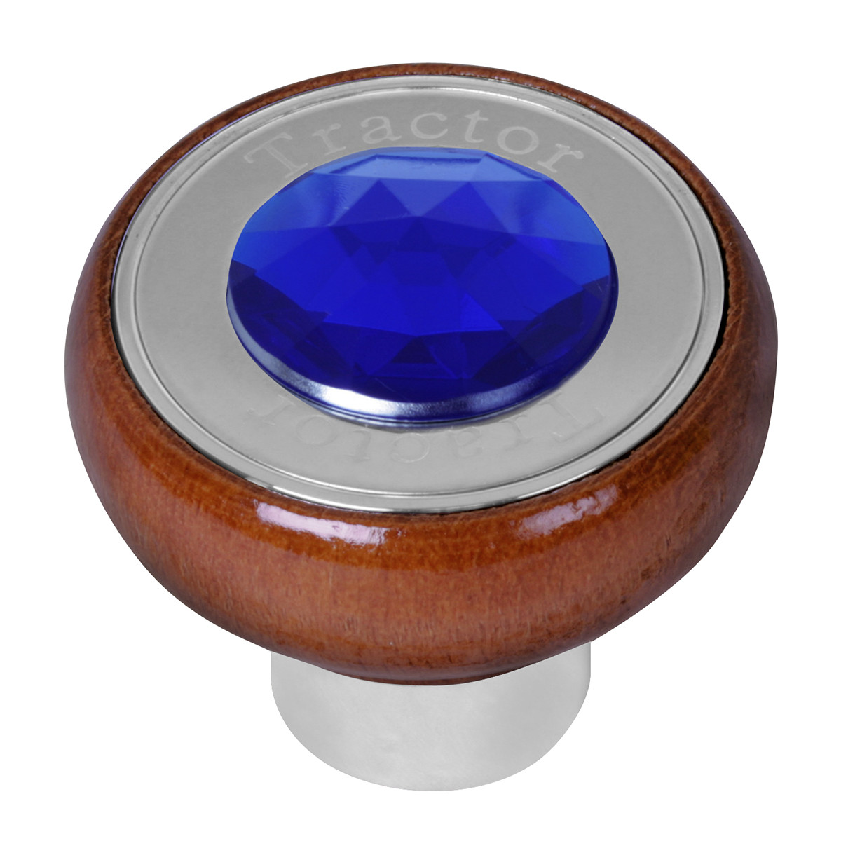 Wood Knob w/ SS Tractor/Trailer Plate & Jewel - Thumbnail 2