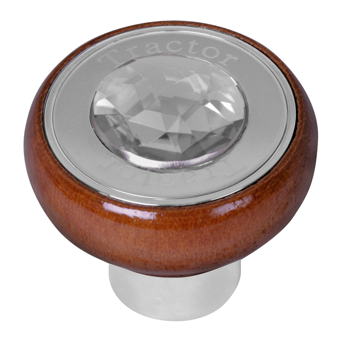 Wood Knob w/ SS Tractor/Trailer Plate & Jewel