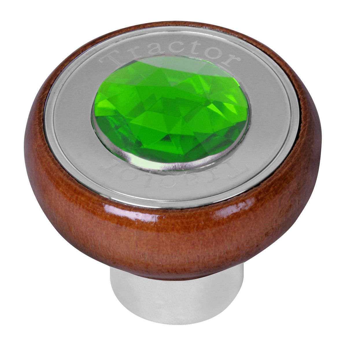 Wood Knob w/ SS Tractor/Trailer Plate & Jewel - Thumbnail 2