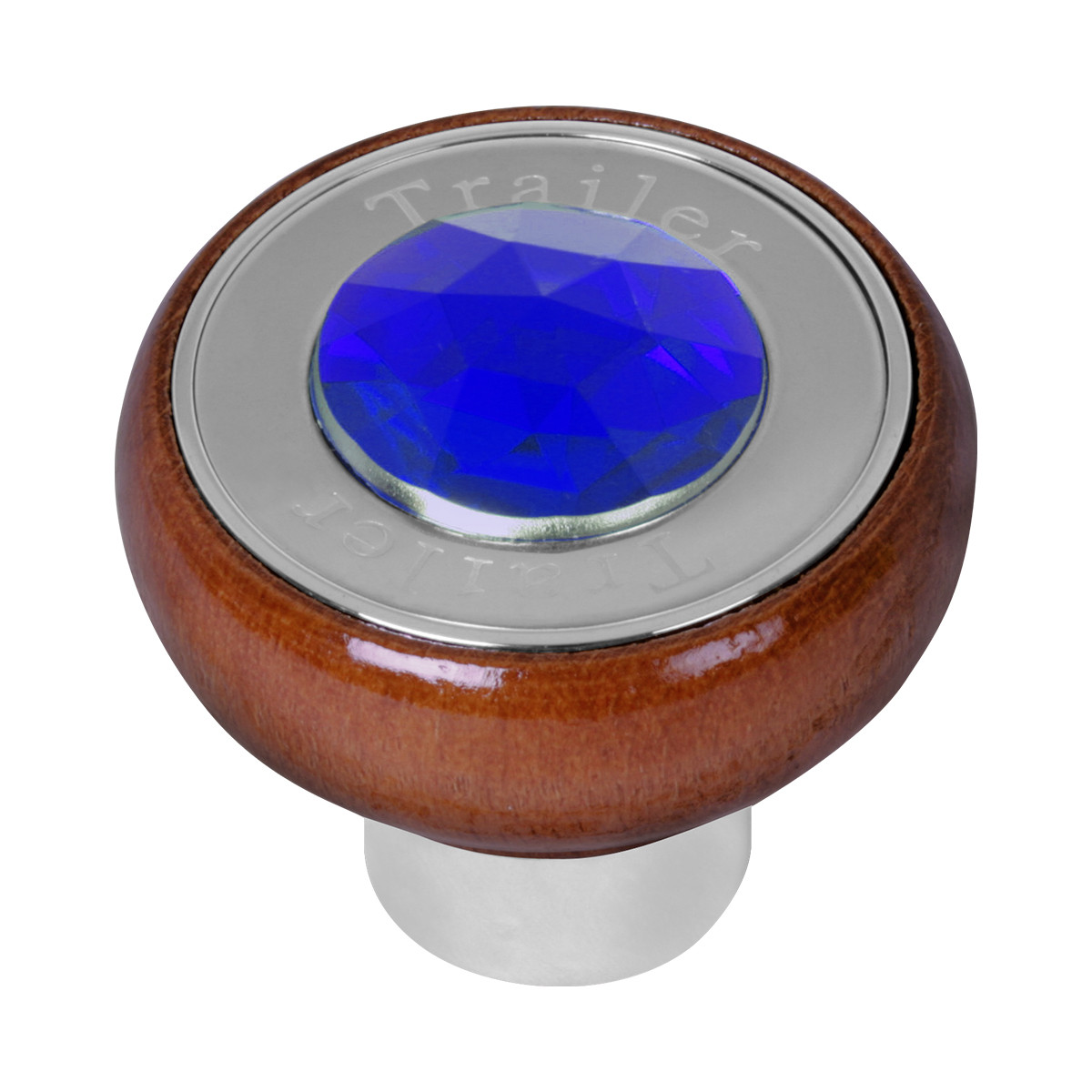 Wood Knob w/ SS Tractor/Trailer Plate & Jewel - Thumbnail 2