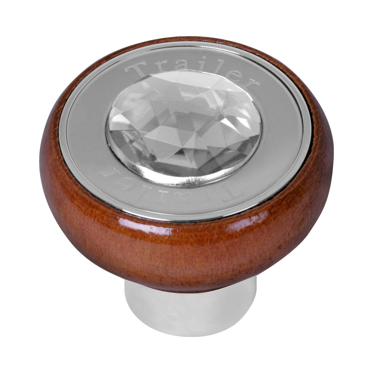 Wood Knob w/ SS Tractor/Trailer Plate & Jewel