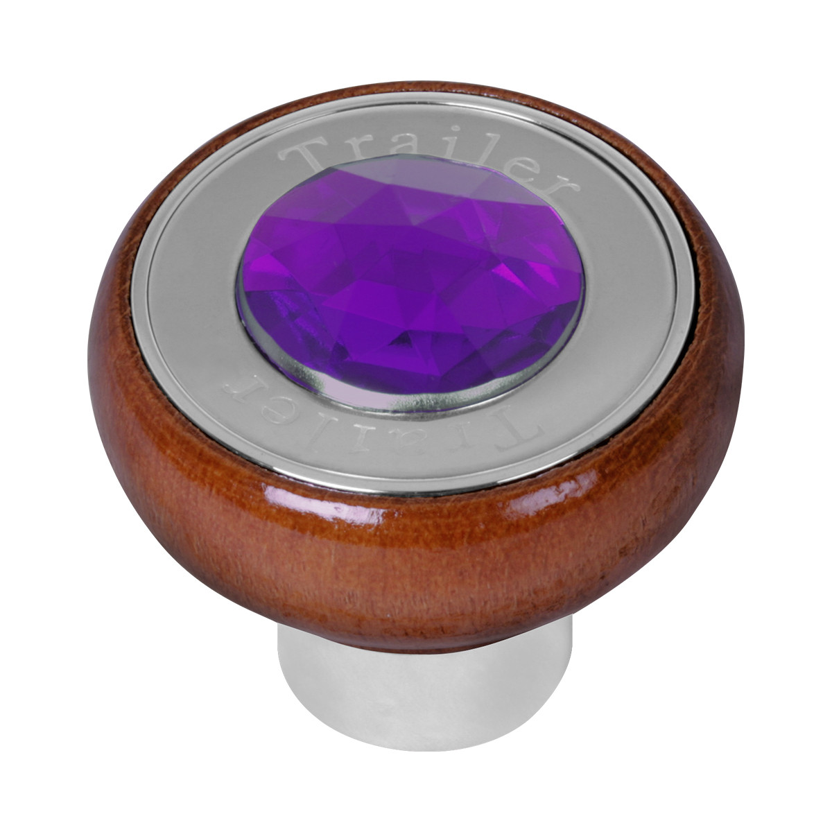 Wood Knob w/ SS Tractor/Trailer Plate & Jewel - Thumbnail 2