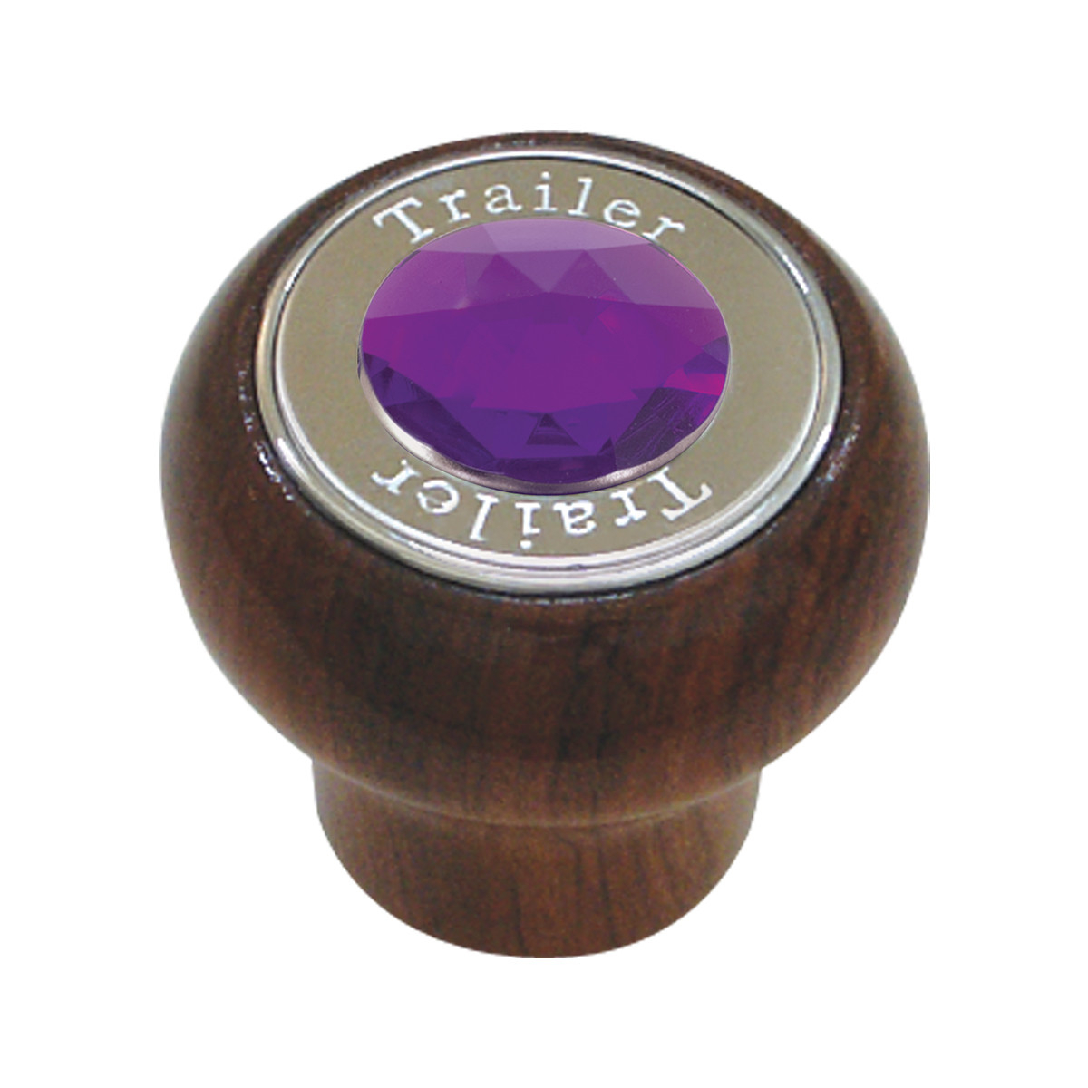 Large Rosewood Knob w/ SS Tractor/Trailer Plate & Jewel - Thumbnail 2