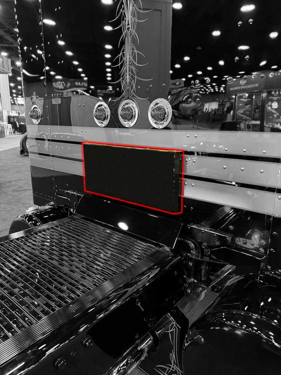 Peterbilt 589 Sleeper Vent Covers - Ghost Mount - 1-Piece - Paintable Stainless Steel