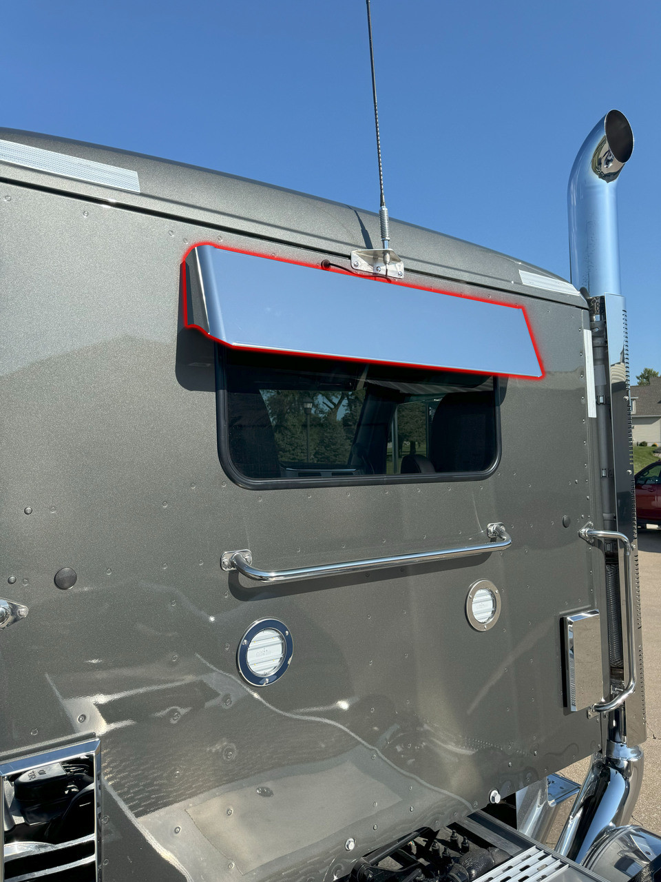 Rear Window Visor - Fits Peterbilt Models - 42" x 9" - 9" Drop Design - Thumbnail 2