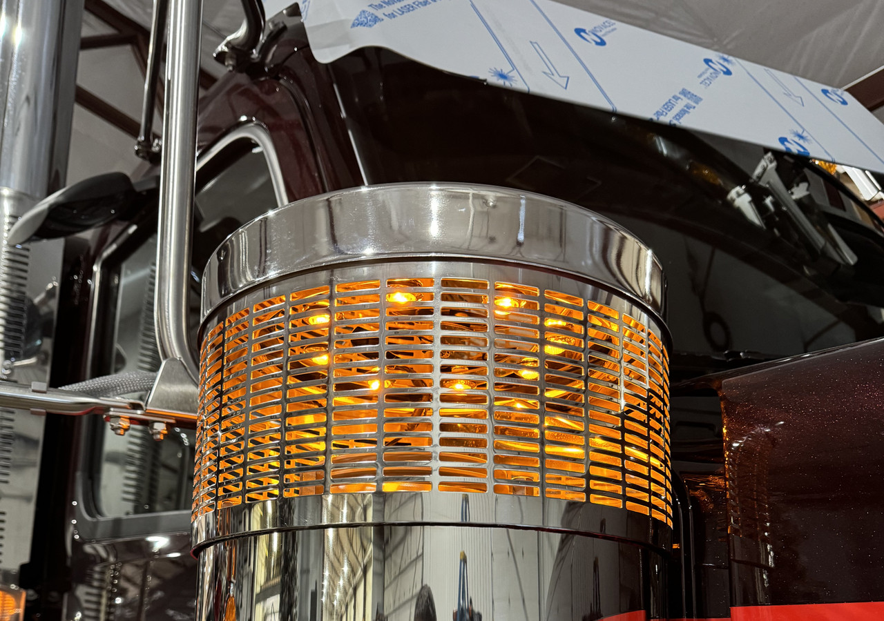 Peterbilt 389 & 589 Top Screen Light Brackets for 15" Donaldson Air Cleaner - (8) 3/4" Light Hole Configuration - Thumbnail 2