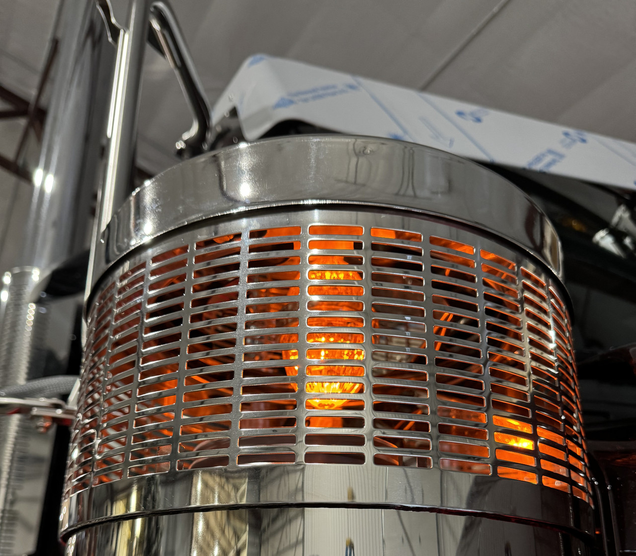 Peterbilt 389 & 589 Top Screen Light Brackets for 15" Donaldson Air Cleaner - (8) 3/4" Light Hole and (1) Watermelon Light Configuration - Thumbnail 3