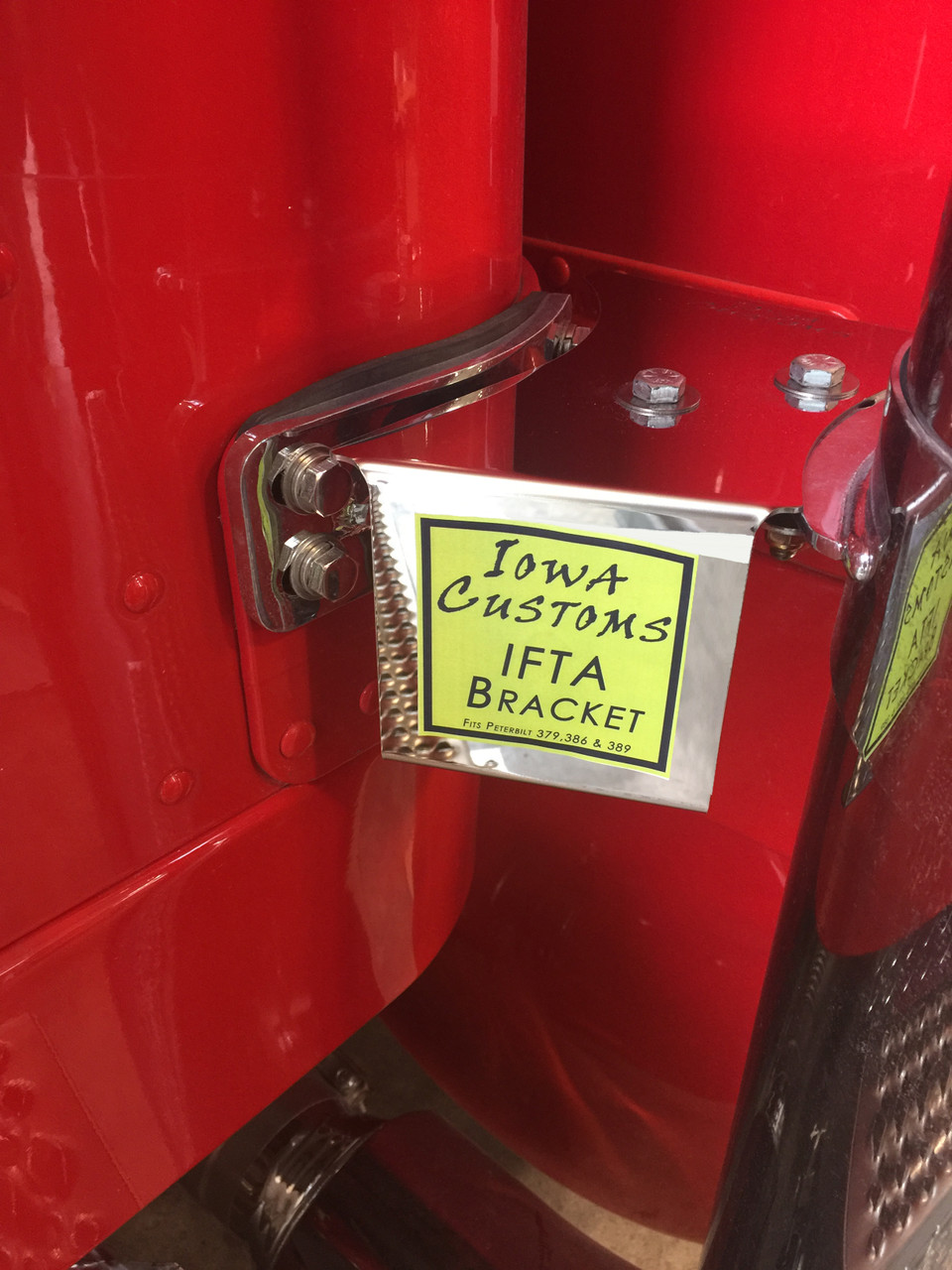 IFTA Brackets for Peterbilt 379, 386, 389 -- Angle Exhaust Clamp Mounted - 2-Permit - Thumbnail 2