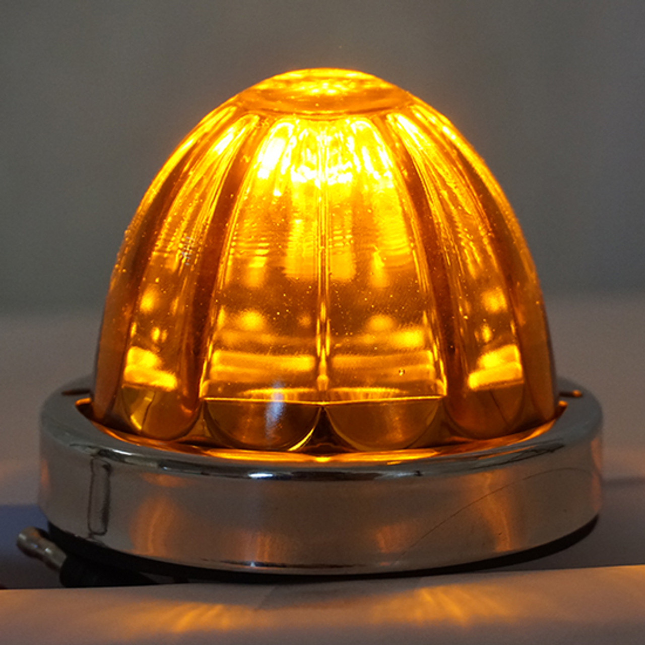 Legendary Glass 3-1/2 Inch Watermelon Amber - Amber LED W/ SS Bezel - 2 Hole Mount, 3 Wire - Thumbnail 2