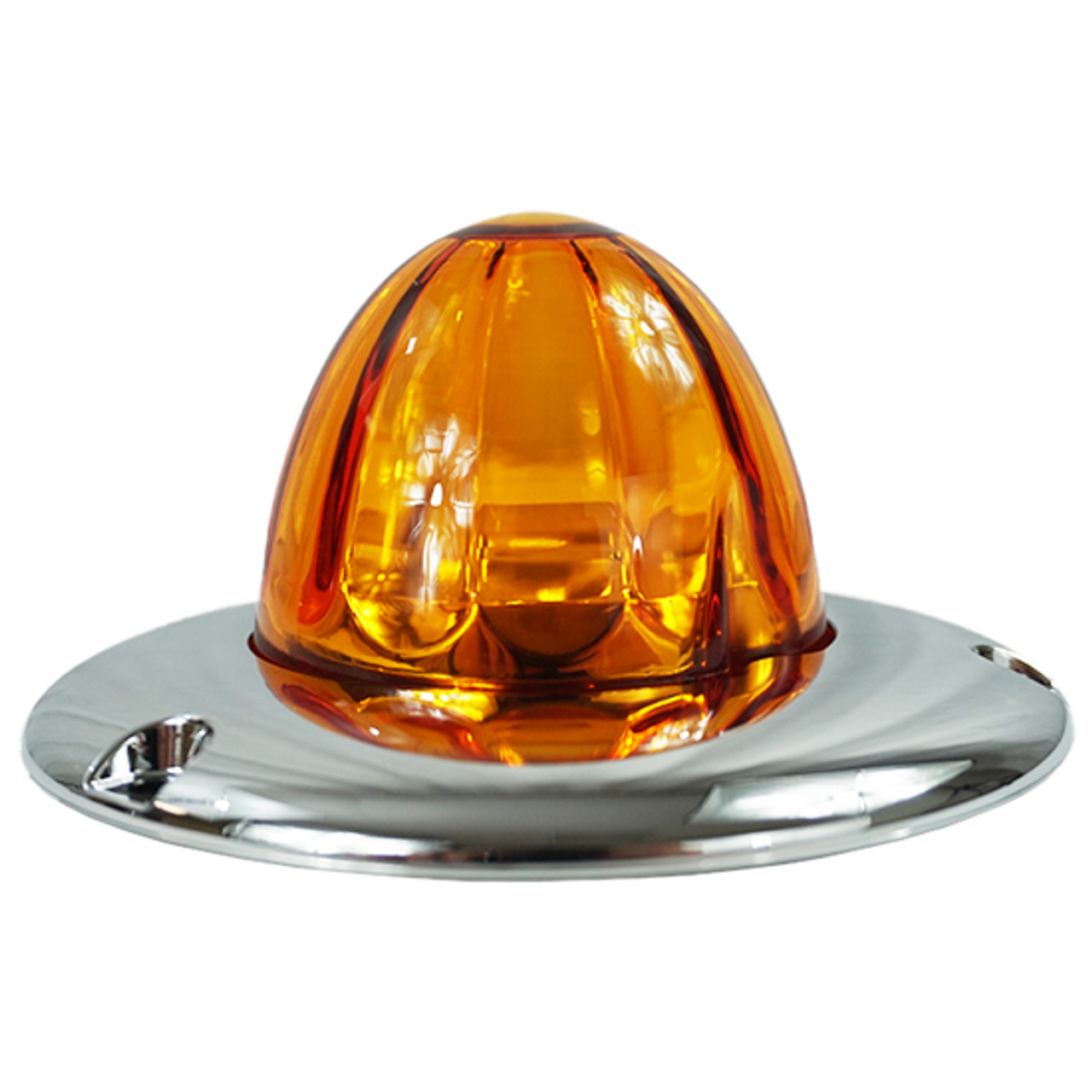 Legendary Glass 3-1/2 Inch Watermelon Amber - Amber LED Light W/ Chrome Flat Bezel