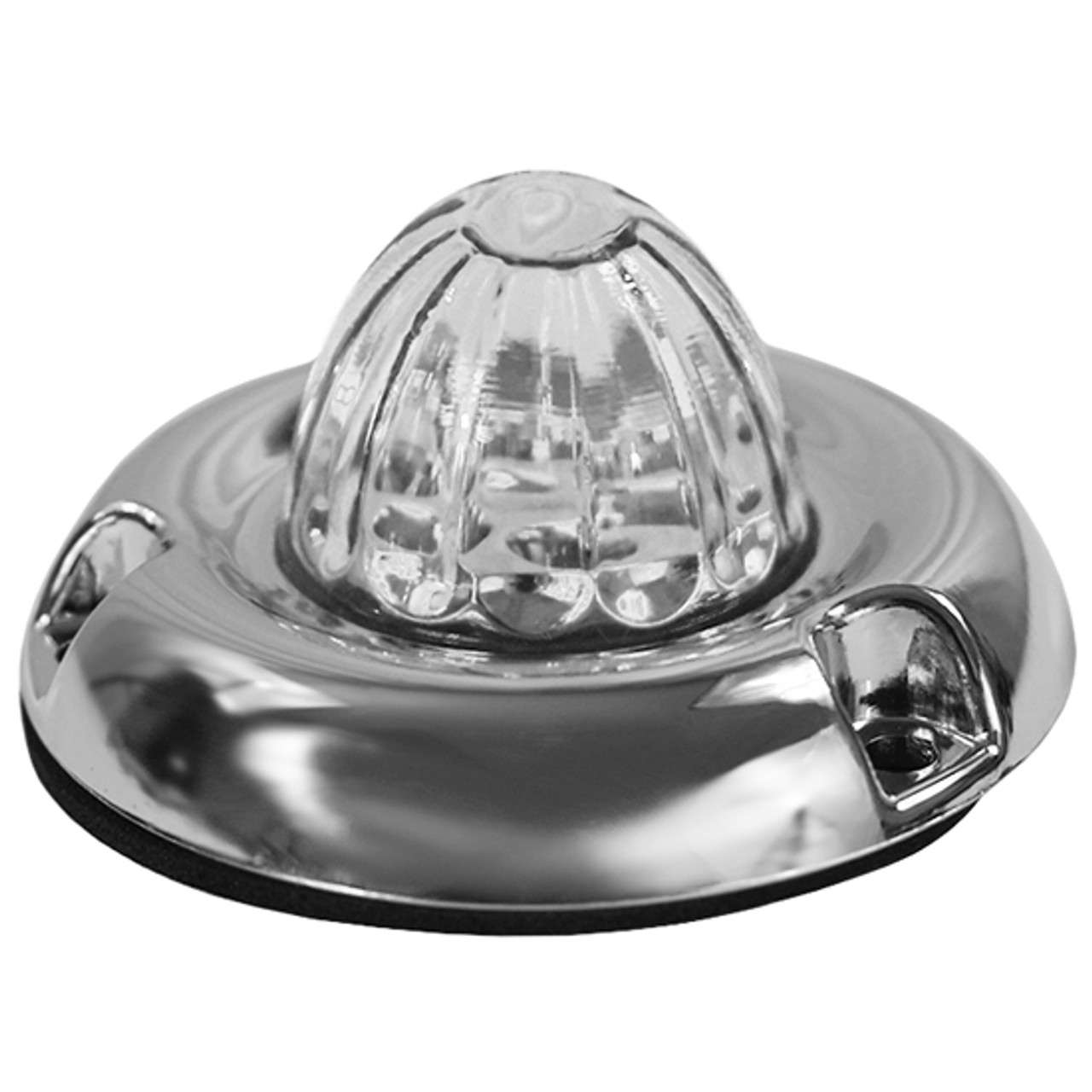 Legendary Glass 1-1/2 Inch Watermelon - Blue LED Light W/ Curved Chrome Bezel - 3 Hole Mount, 3 Wire