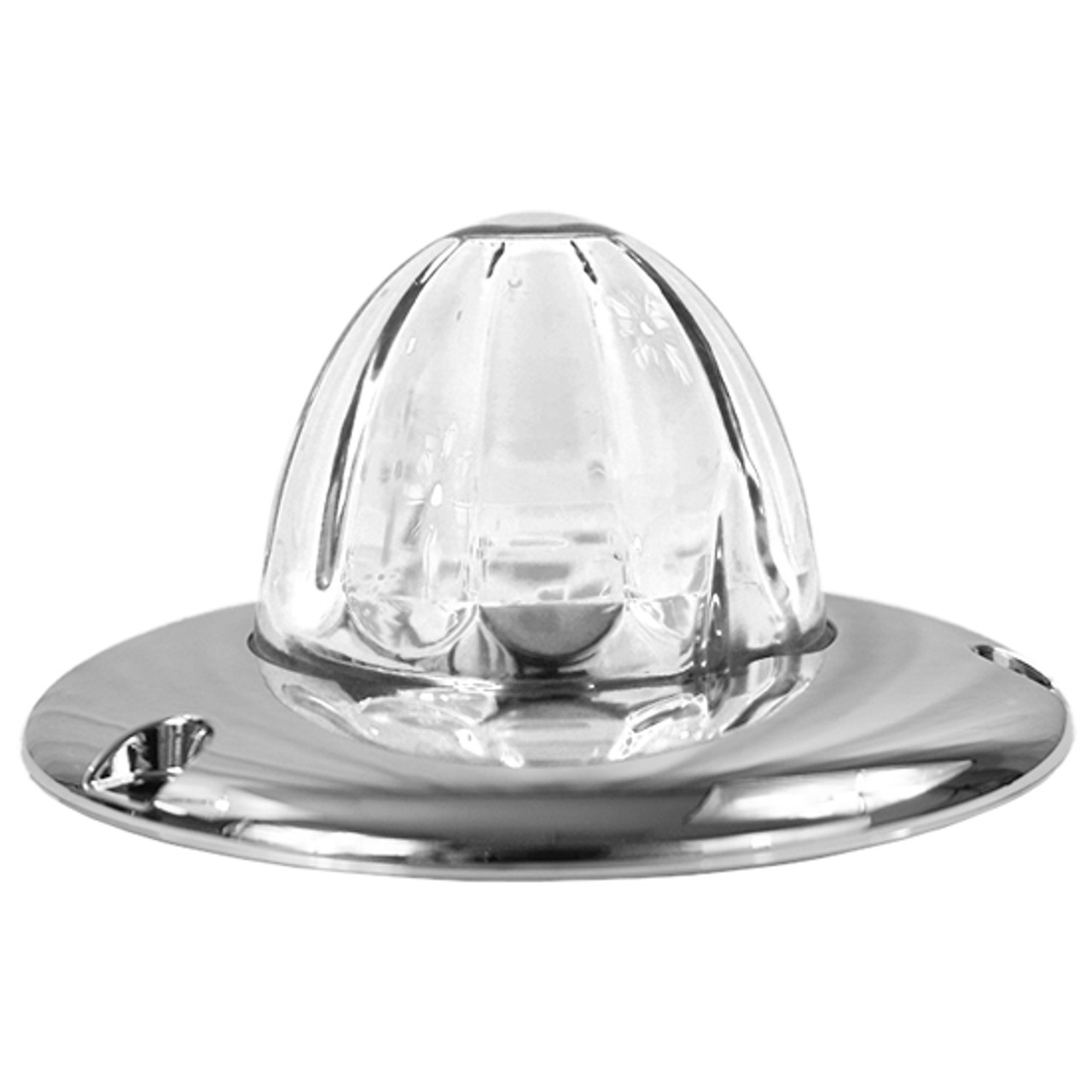 Legendary Glass 3-1/2 Inch Watermelon Green-Clear LED Light W/ Chrome Flat Bezel - 3 Hole Mount, 3 Wire