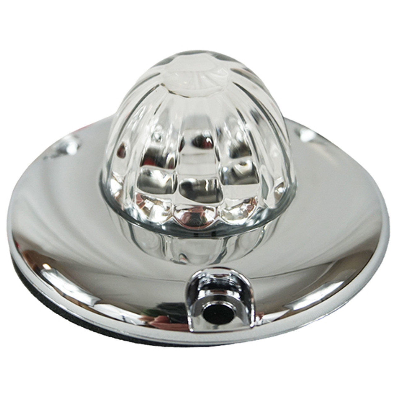 Legendary Glass 1-1/2 Inch Watermelon Green-Clear LED Light W/ Chrome Flat Bezel - 3 Hole Mount, 2 Wire