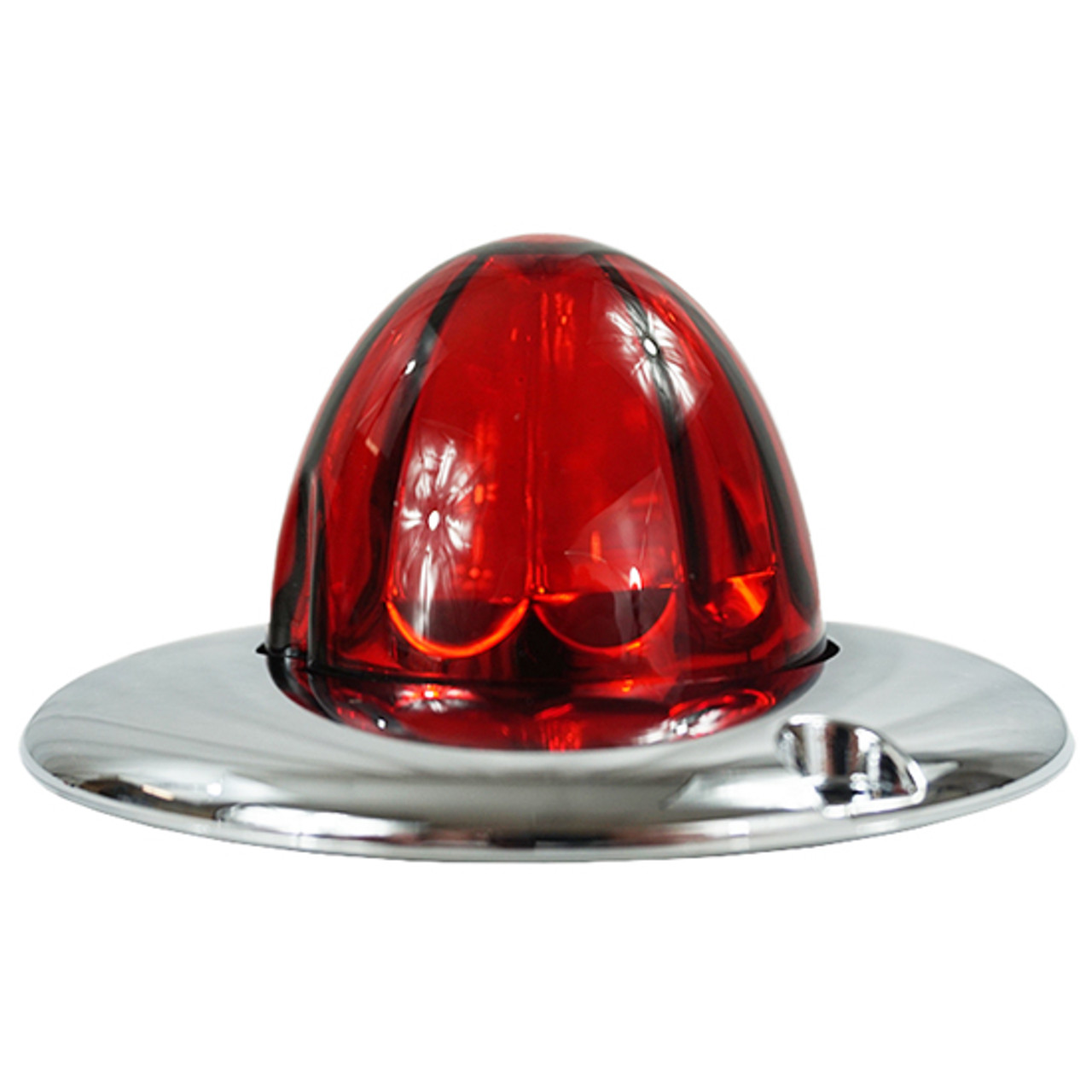 Legendary Glass 3-1/2 Inch Watermelon Red-Red LED Light W/ Chrome Flat Bezel