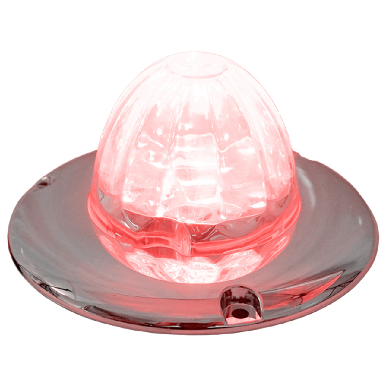 Legendary Glass 3-1/2 Inch Watermelon Red LED - Clear Glass W/ Chrome Flat Bezel