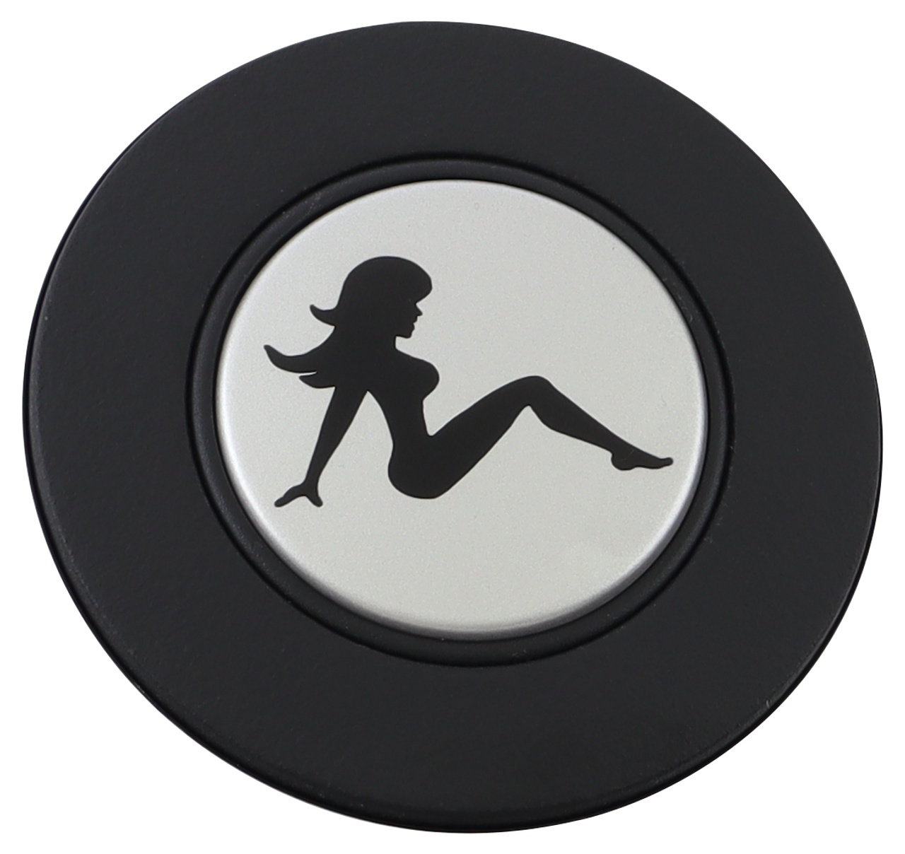 Black Textured - Mud Flap Girl - Silver Medallion