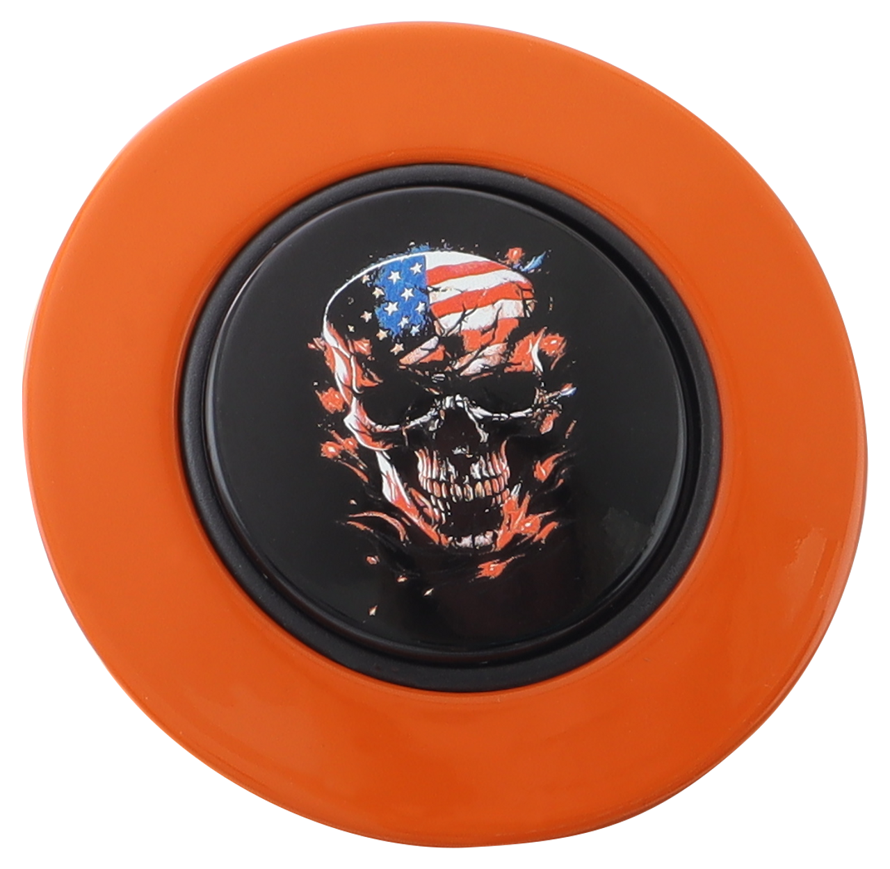 Classic Orange - American Flag Skull - Black Medallion