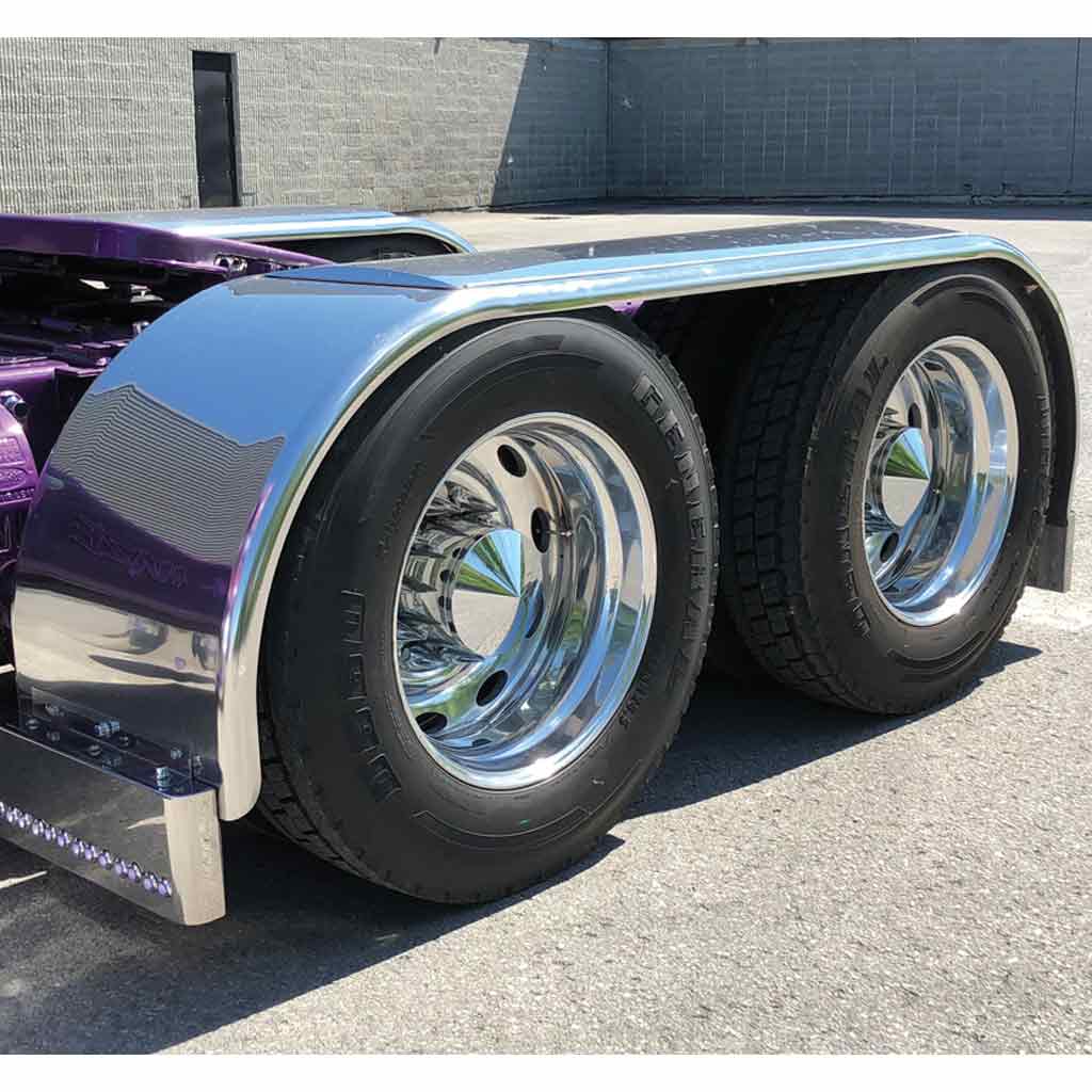 142" 'The Boss' Smooth Straight Drop full Fenders - 14 Gauge | Mirror Shine Stainless Steel - Thumbnail 4