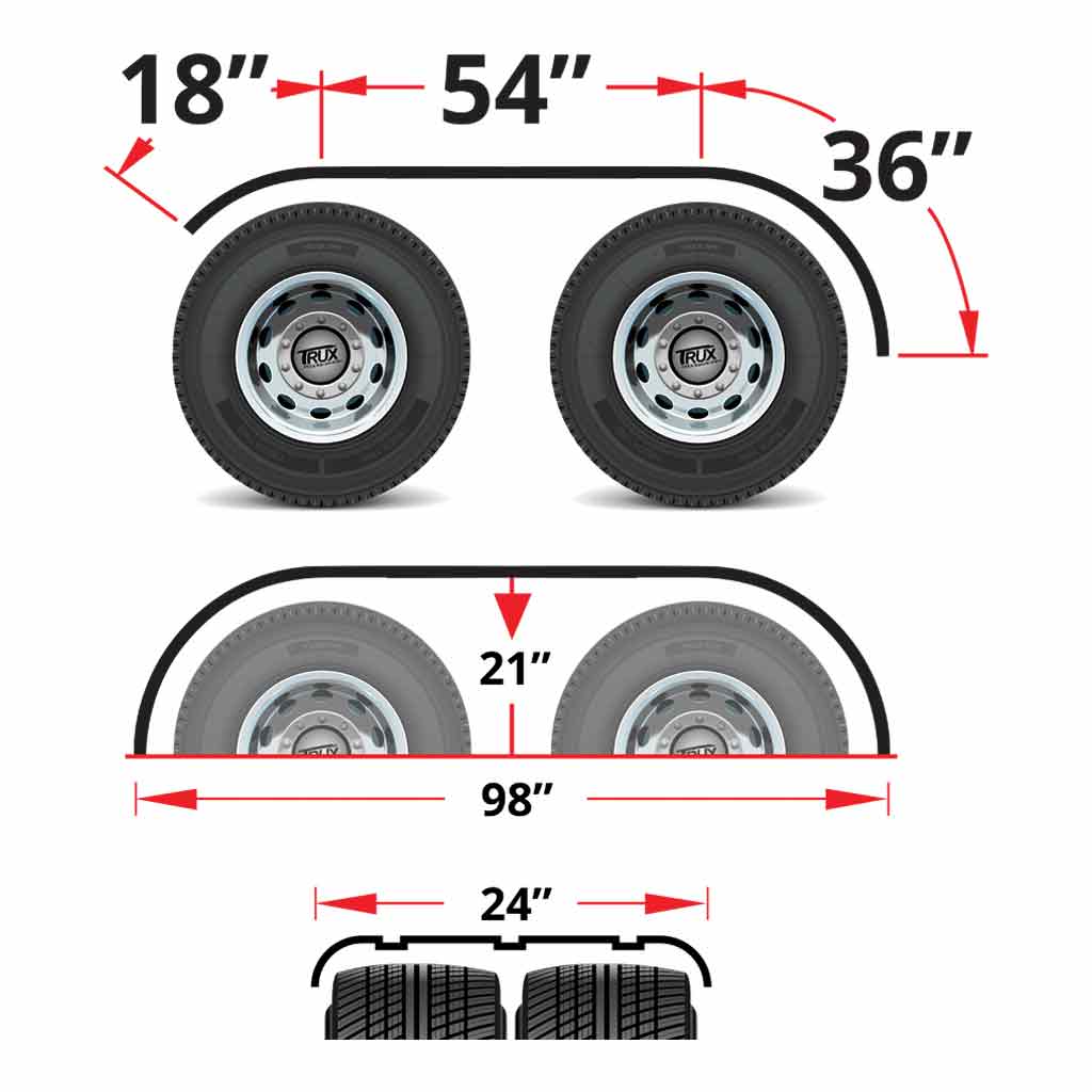 108" 3 Ribbed Full Fenders - 16 Gauge | Mirror Shine Stainless Steel