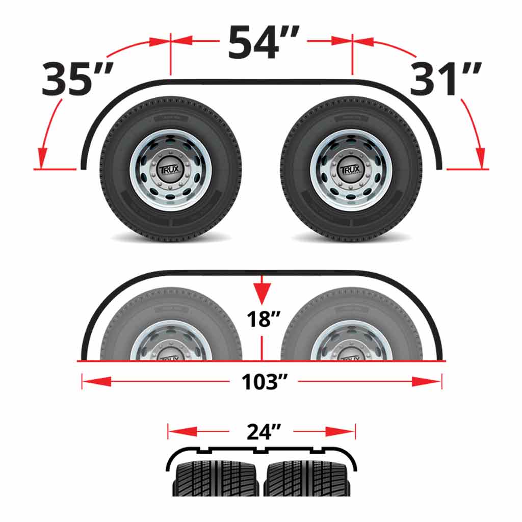 120" 3 Ribbed Full Fenders - 16 Gauge | Mirror Shine Stainless Steel