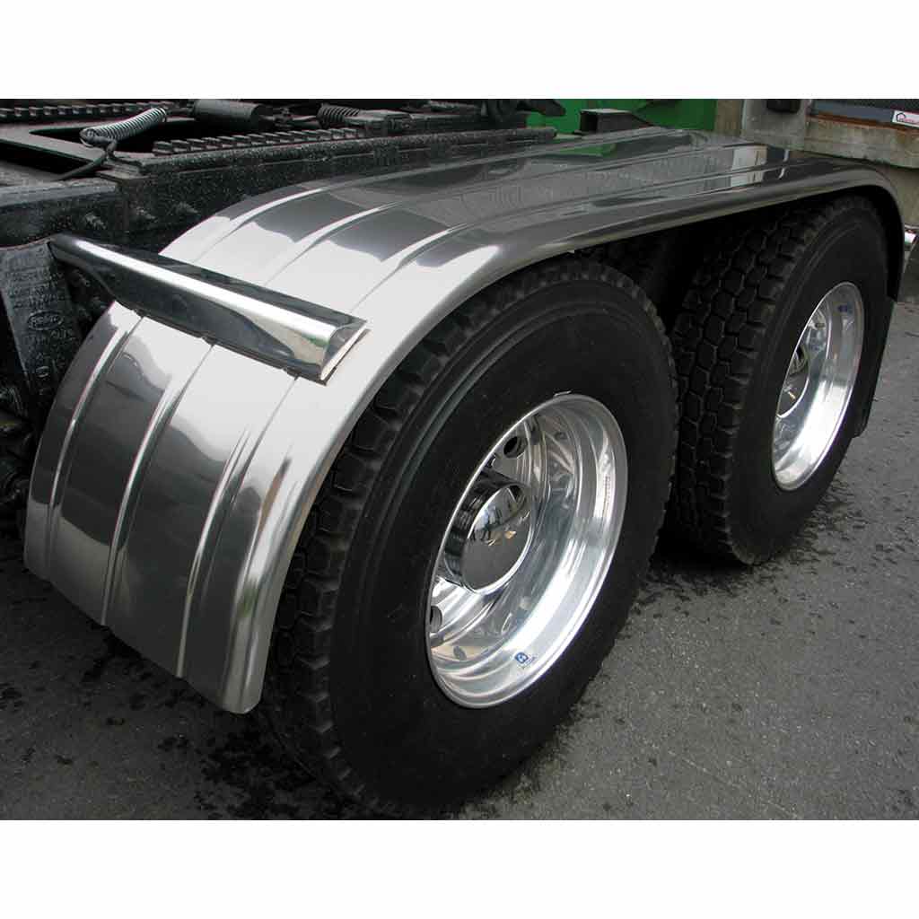 120" 3 Ribbed Full Fenders - 16 Gauge | Mirror Shine Stainless Steel - Thumbnail 2