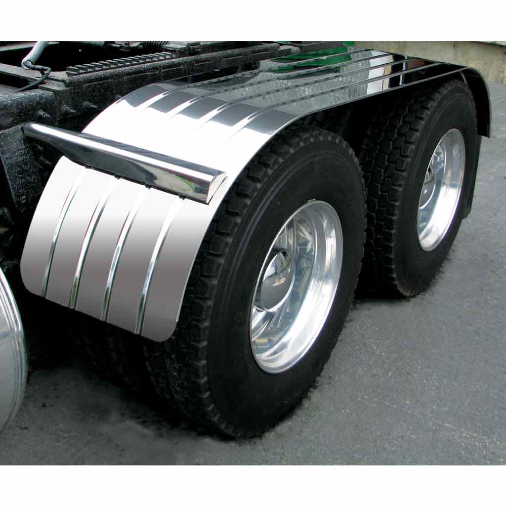 120" 4 Ribbed Full Fenders - 16 Gauge | Mirror Shine Stainless Steel