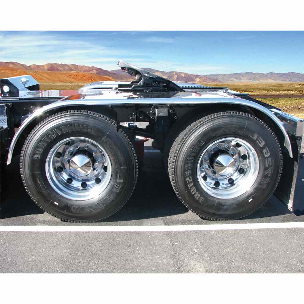 132" Smooth Low Profile Full Fenders - 14 Gauge | Mirror Shine Stainless Steel - Thumbnail 3