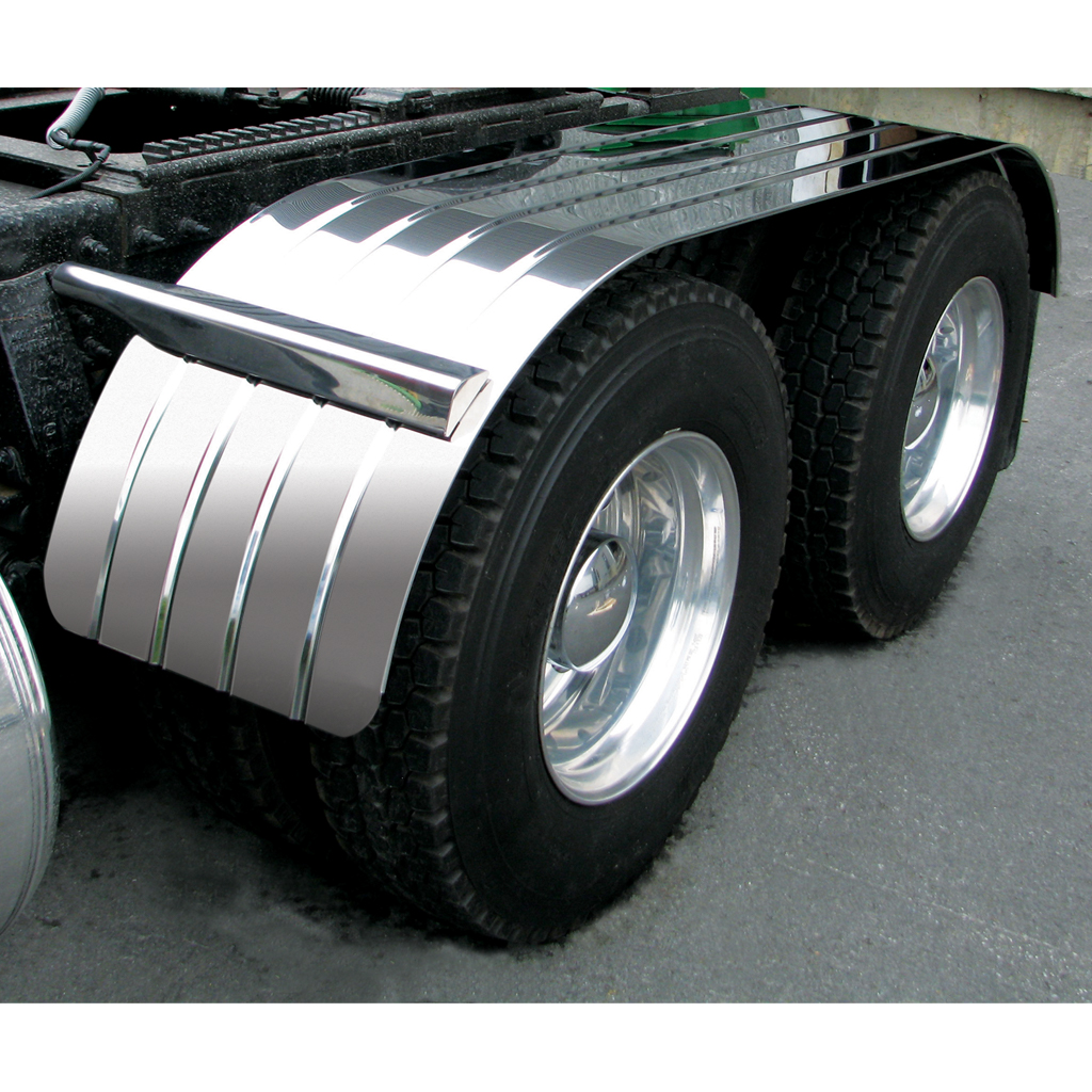 120" 4 Ribbed Full Fenders - 16 Gauge | Mirror Shine Stainless Steel