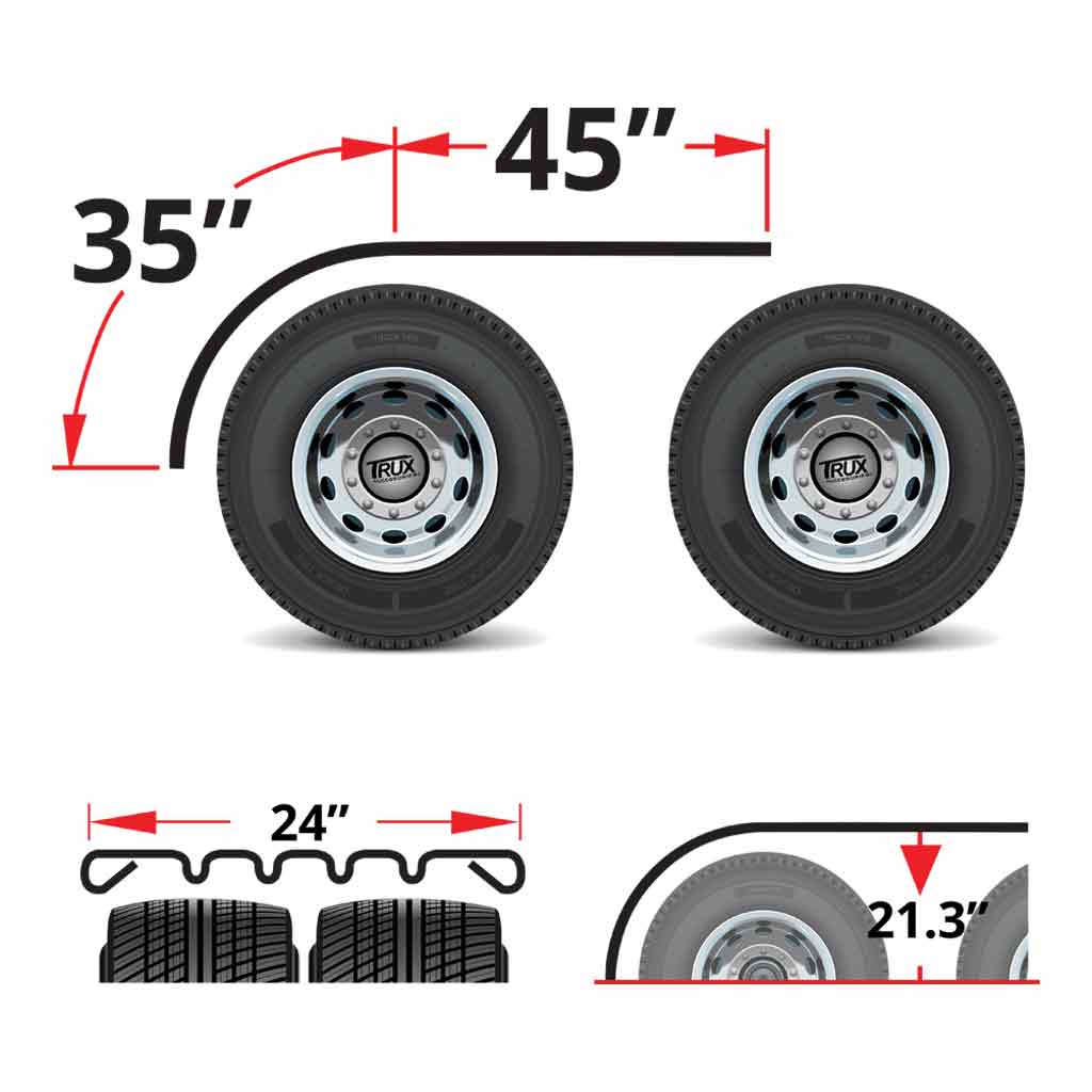 80" 4 Ribbed Half Fenders - 16 Gauge | Mirror Shine Stainless Steel