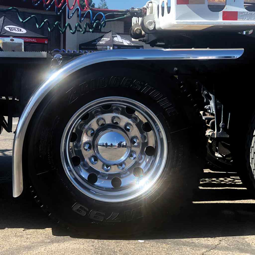 66" Smooth Long Front Half Fenders - 14 Gauge | Mirror Shine Stainless Steel - Thumbnail 3
