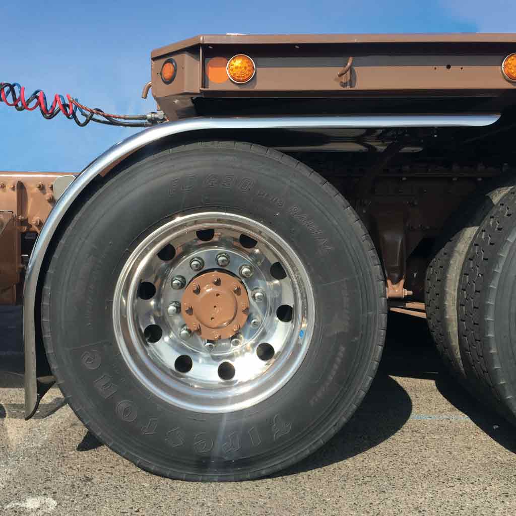 80" Smooth Straight Drop Half Fenders - 14 Gauge | Mirror Shine Stainless Steel