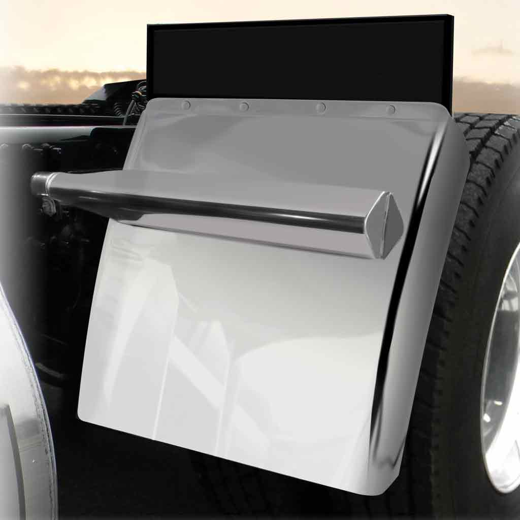24" Quarter Fender Kit with Triangle Mounts - 16 Gauge | Mirror Shine Stainless Steel
