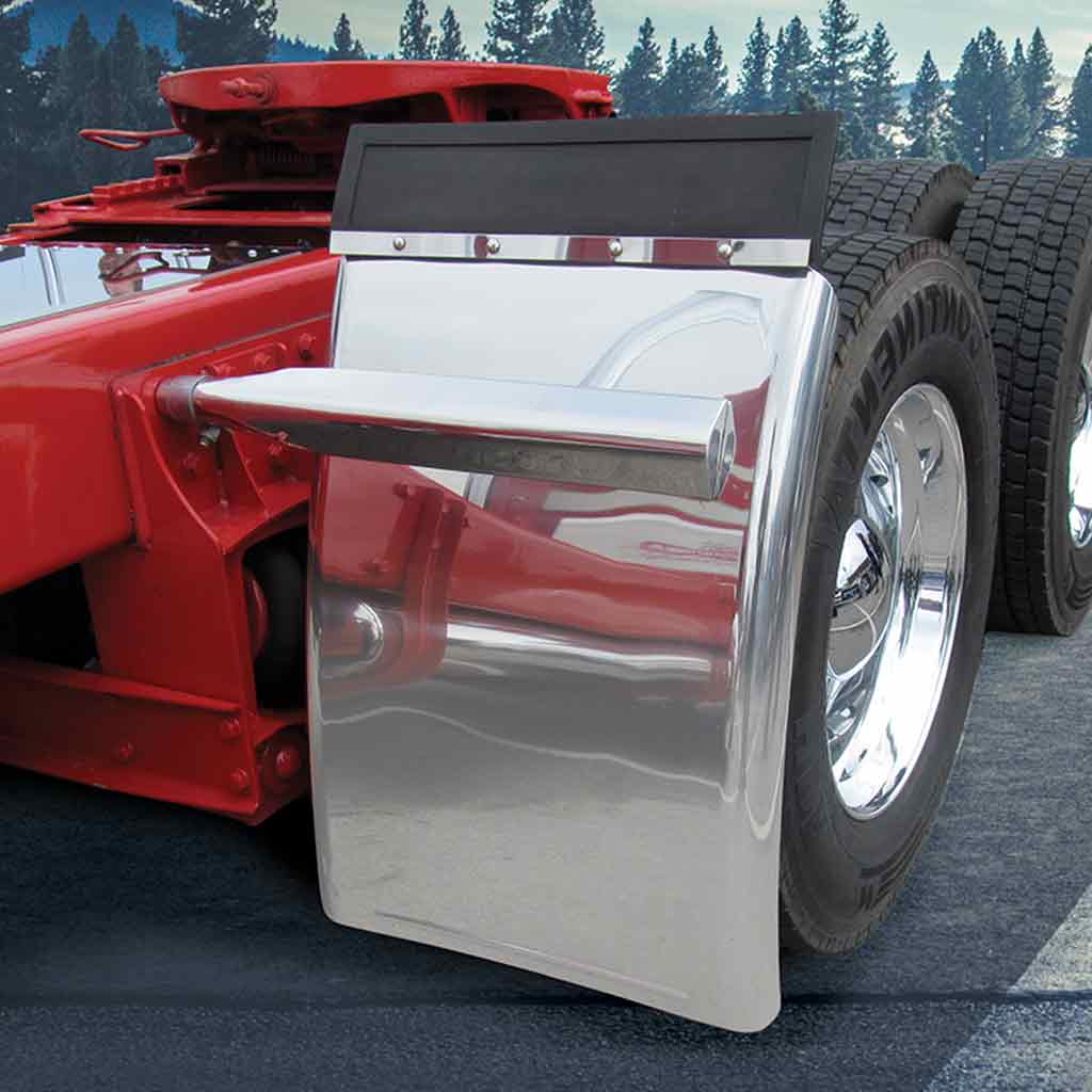 34" Long Straight Drop Quarter Fender Kit with Triangle Mounts - 16 Gauge | Mirror Shine Stainless Steel - Thumbnail 3