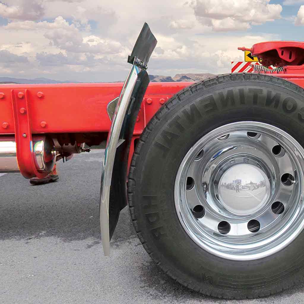 34" Long Straight Drop Quarter Fender Kit with Triangle Mounts - 16 Gauge | Mirror Shine Stainless Steel - Thumbnail 4