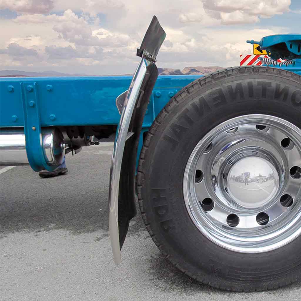 31" Long Straight Drop Quarter Fender Kit with Triangle Mounts - 16 Gauge | Mirror Shine Stainless Steel