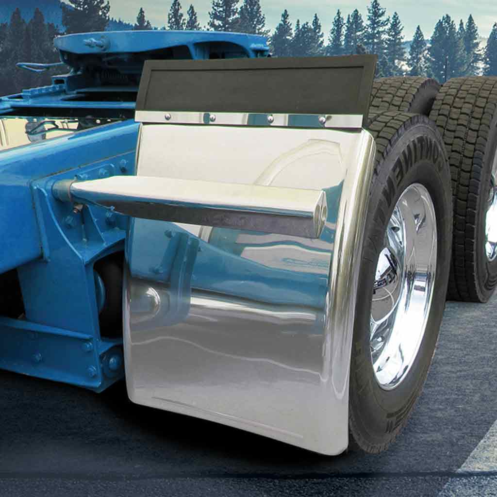 31" Long Straight Drop Quarter Fender Kit with Triangle Mounts - 16 Gauge | Mirror Shine Stainless Steel - Thumbnail 5