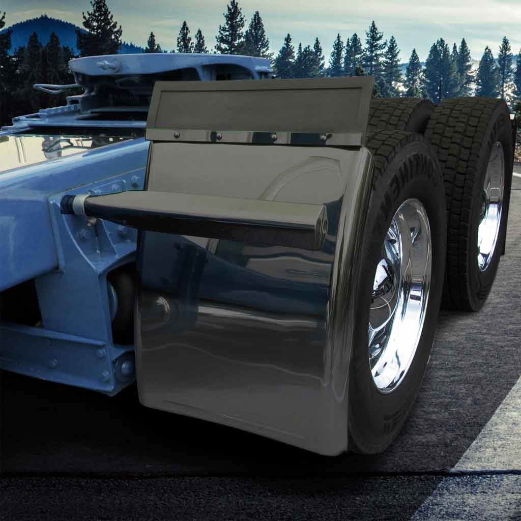 31" Smoke & Mirror Triangle Mount Long Straight Drop Quarter Fender Kit – Black | 16 Gauge