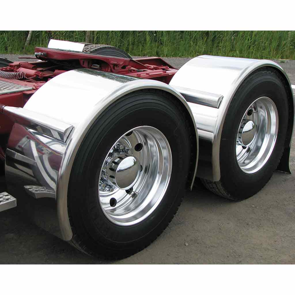 96" Rollin' Lo Smooth Curved Drop Single Axle Fenders - 14 Gauge | Mirror Shine Stainless Steel