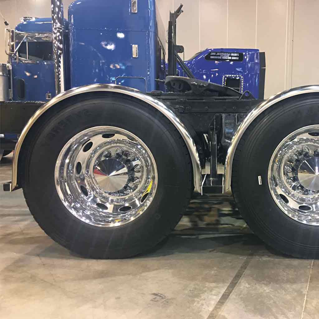 80" Smooth Single Axle Fenders - 14 Gauge | Mirror Shine Stainless Steel - Thumbnail 3