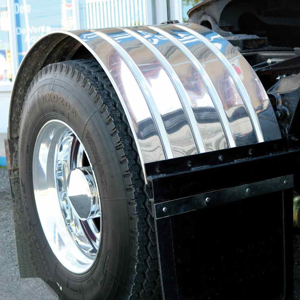 80" 4 Ribbed Single Axle Fenders - 16 Gauge | Mirror Shine Stainless Steel - Thumbnail 3