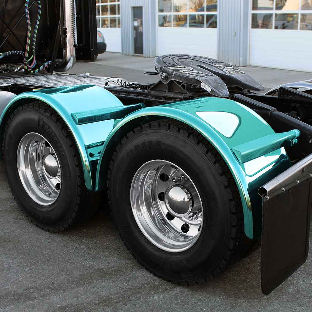 80″ Smoke & Mirror Smooth Single Axle Fenders with Flange – Green | 14 Gauge
