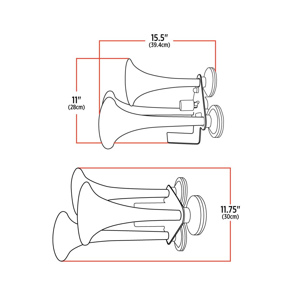 3 Bell Air Powered Train Horn - 130-135 Decibels | Chrome Plated Zinc Alloy - Thumbnail 5