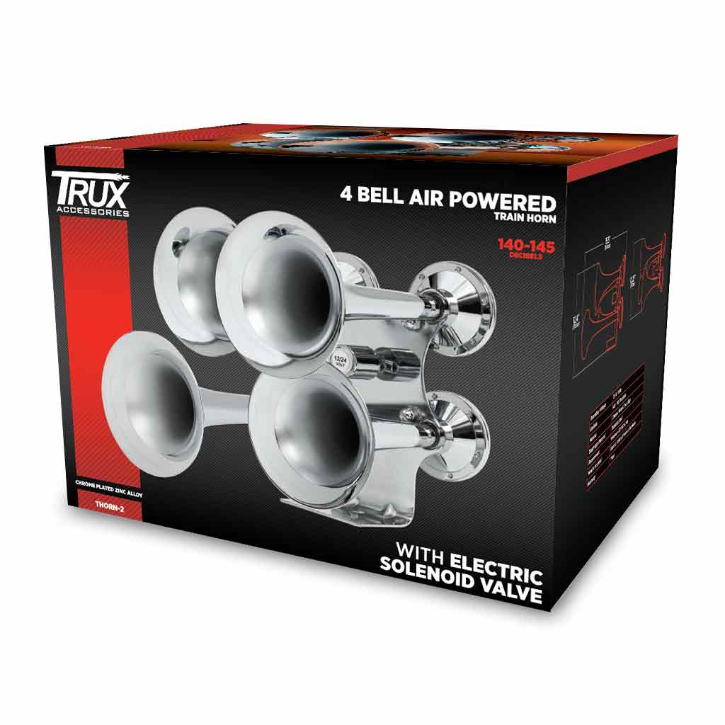 4 Bell Air Powered Train Horn - 140-145 Decibels | Chrome Plated Zinc Alloy - Thumbnail 5