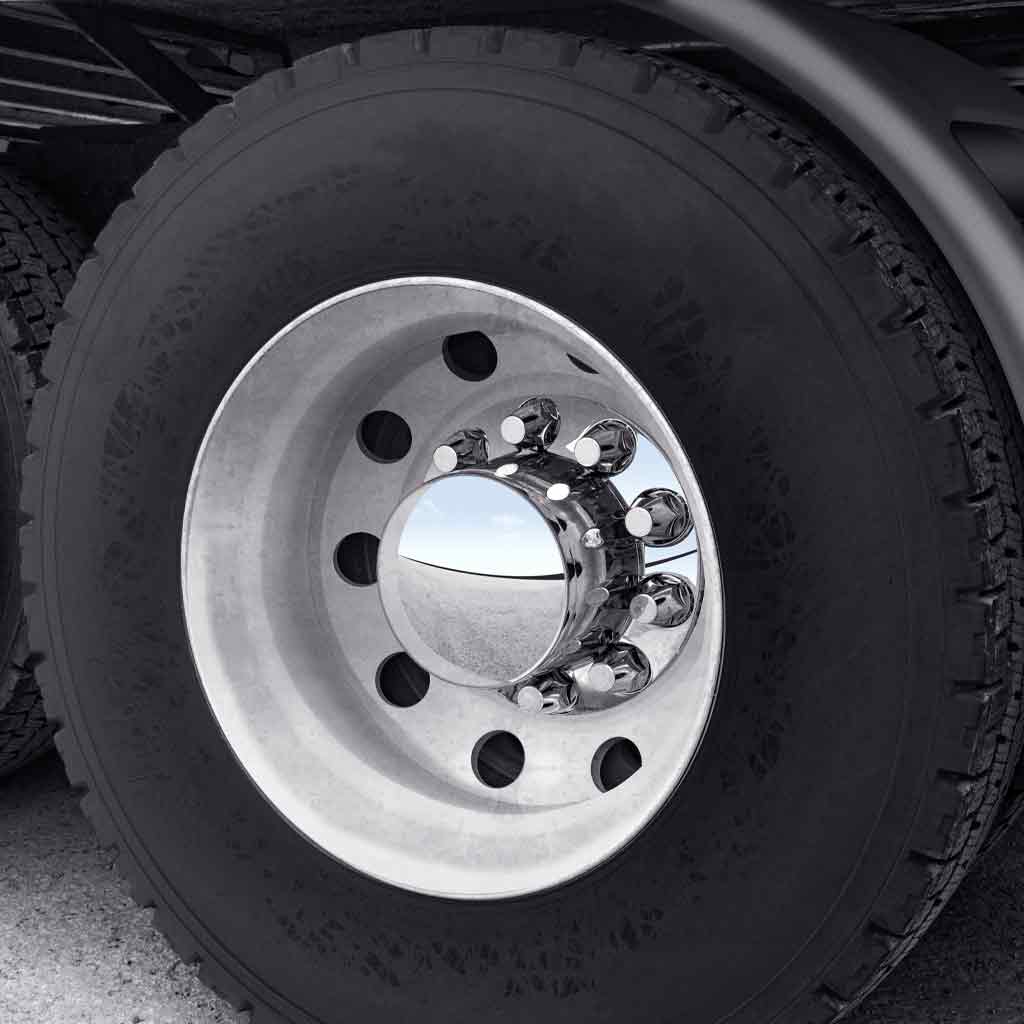 Complete Axle Cover Kit with Removable Hubcaps & 33mm Threaded Nut Covers - Dome Hubcaps | Chrome ABS Plastic - Thumbnail 2