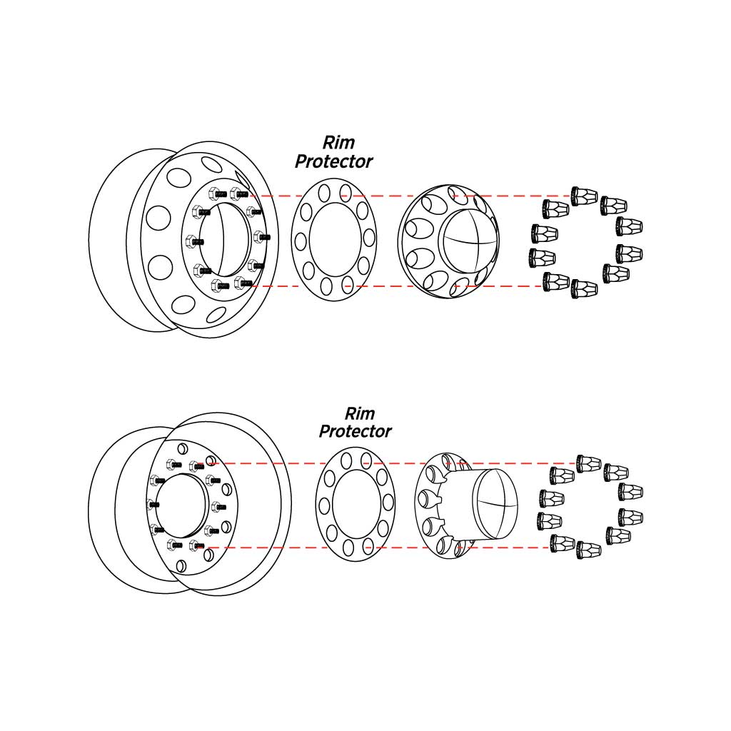 Complete Axle Cover Kit with Removable Hubcaps & 33mm Threaded Nut Covers - Dome Hubcaps | Chrome ABS Plastic - Thumbnail 3